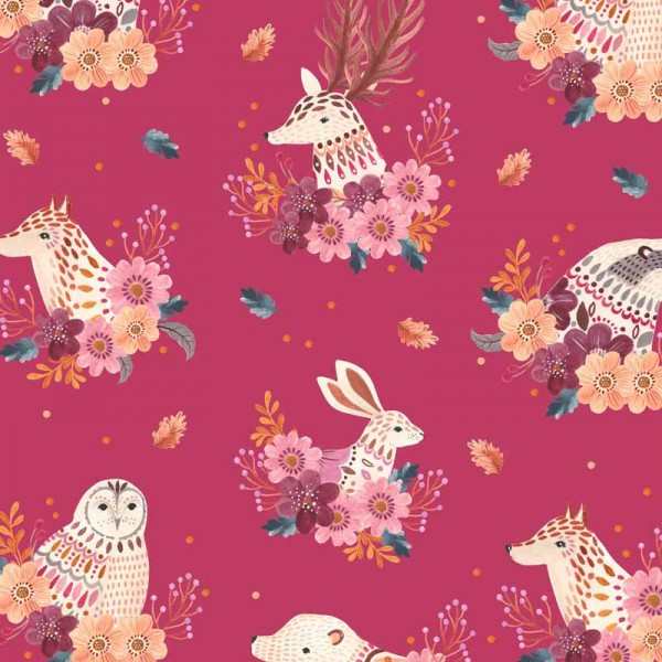 Maple Woods Wreathed Animals Pink (MAPLE2215) von Dashwood Studio