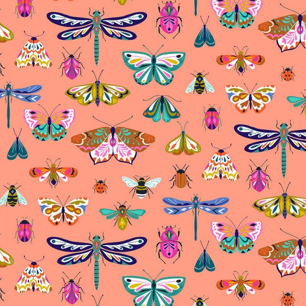 Flutter By Butterflies & Bugs On Coral (FLUT2079) von Dashwood Studio